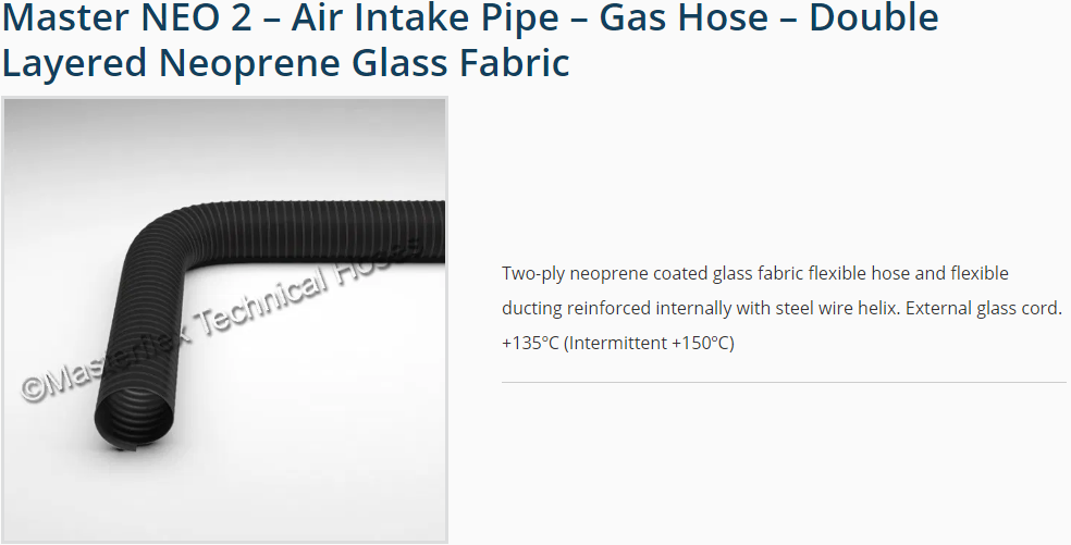 Double Layered, Smooth bore, Neoprene Air Intake Pipe
